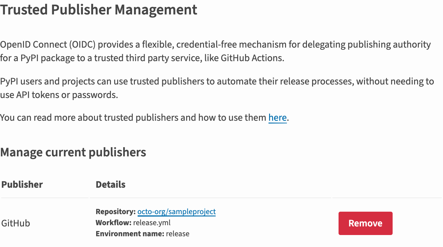 Image showing a newly added GitHub publisher
