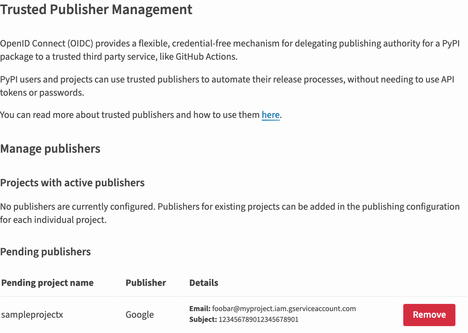 Image showing a newly added Google Cloud publisher