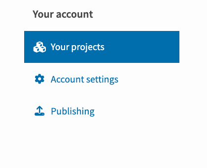 Image showing the 'Publishing' link in the account sidebar